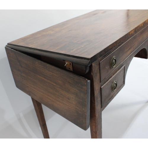 397 - A 19th Century Mahogany Drop Leaf Side Table with Long Drawer Over Two Small Drawers Either Side Kne... 