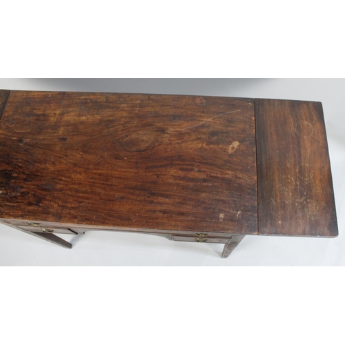 397 - A 19th Century Mahogany Drop Leaf Side Table with Long Drawer Over Two Small Drawers Either Side Kne... 