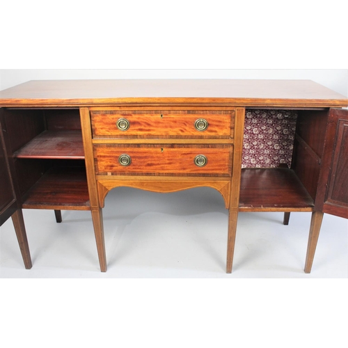 403 - An Edwardian Mahogany Sideboard Having Two Centre Drawers Flanked by Cupboards, Square Tapering Supp... 