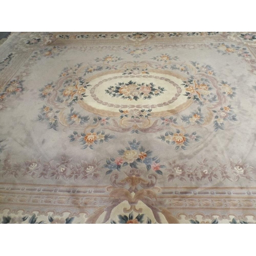 407 - A Large Chinese Woollen Kayam Carpet With Floral Deep Pile Pattern 4.6m X 3.7m