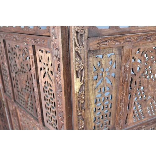 409 - A Far Eastern Three Panel Modesty Screen, Each Panel 50cm x 184cm