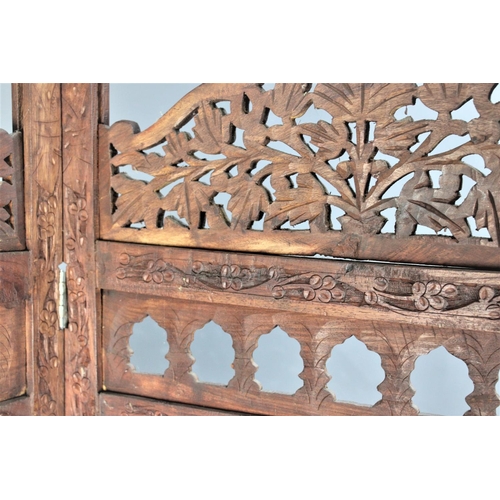 409 - A Far Eastern Three Panel Modesty Screen, Each Panel 50cm x 184cm