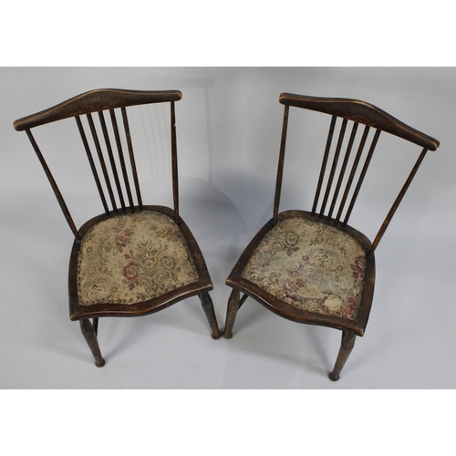 412 - A Pair of Edwardian Ladies Bedroom Chairs with Tapestry Padded Seats