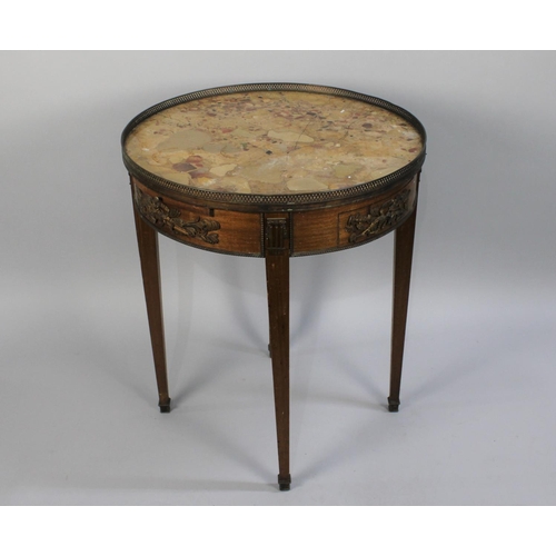 416 - A 19th Century French Ormolu Mounted Marble Topped Circular Drum Table with Two Small Drawers and Tw... 