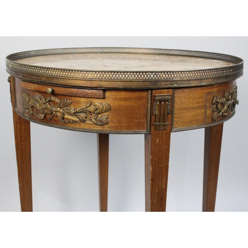 416 - A 19th Century French Ormolu Mounted Marble Topped Circular Drum Table with Two Small Drawers and Tw... 