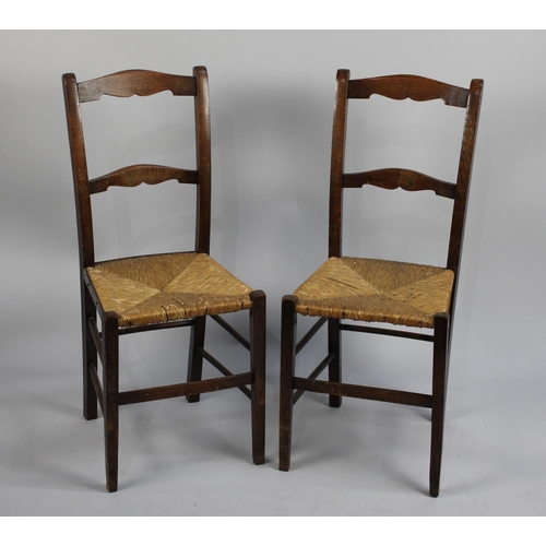 440 - A Pair of Rush Seated Edwardian Side Chairs