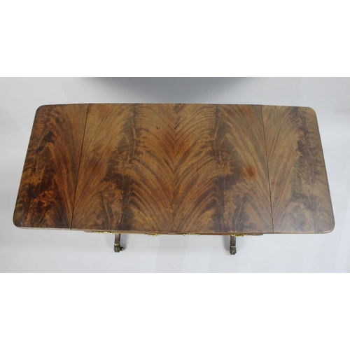 448 - An Edwardian Drop Leaf Two Drawer Sofa Table, the Scrolled Supports Culminating in Claw Feet with Ca... 