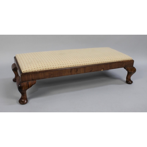 449 - A Mid 20th Century Walnut Framed Long Footstool or Kneeler on Short Cabriole Supports, 96cm Long