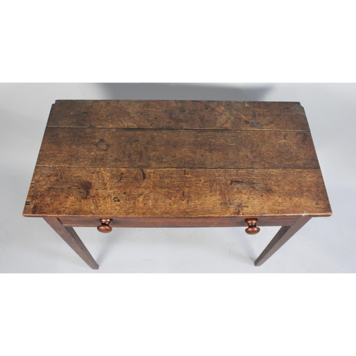 53 - A Late 19th/Early 20th Century Oak Side Table with Single Drawer and Tapering Supports, 84cm wide