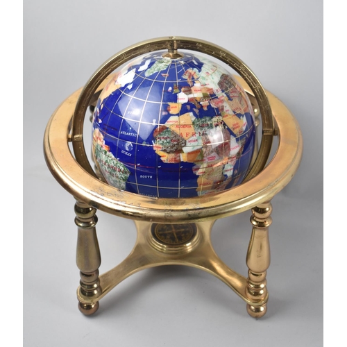 63 - A Modern Semi Precious Style Mineral Table Globe, 24cm Diameter