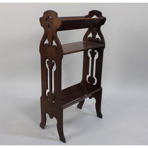 65 - A Late Victorian/Edwardian Mahogany Three Tier Book Trough with Pierced Supports, 45cm wide