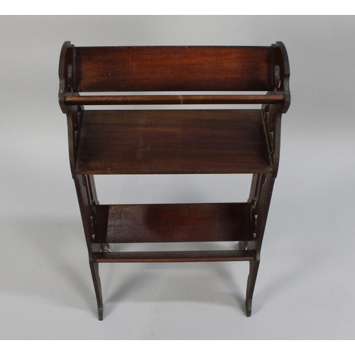 65 - A Late Victorian/Edwardian Mahogany Three Tier Book Trough with Pierced Supports, 45cm wide