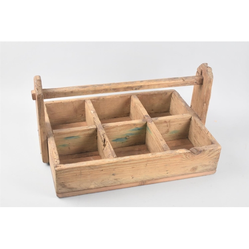 79 - A Vintage Wooden Blacksmiths Six Division Nail Tray, 40cm wide