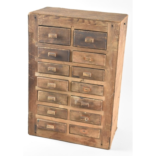 80 - A Vintage Wooden 14 Drawer Engineer's Chest, 35cm wide and 50cm high