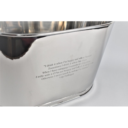 88 - A Large Silver Plated Champagne and Wine Cooler Inscribed with Quotes from Napoleon Bonaparte and Li... 