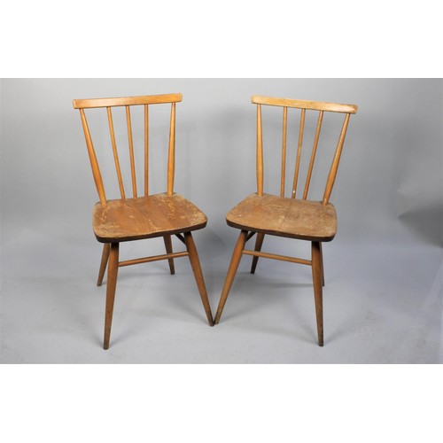 444 - A Pair of 1970's Spindle Back Dining Chairs