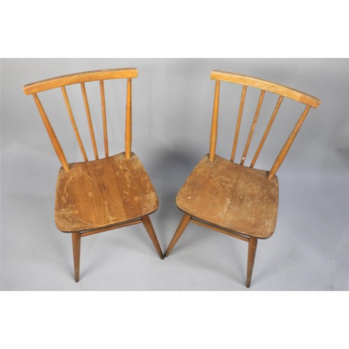 444 - A Pair of 1970's Spindle Back Dining Chairs