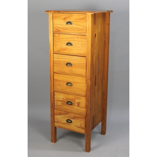 104 - A Modern Pine Six Drawer Chest, 46cms Wide, 143cms High