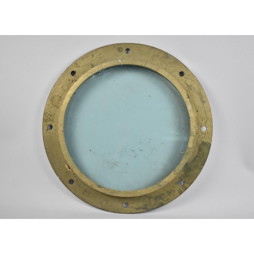 105 - A Vintage Brass Ships Porthole Taken from Merchant Navy Vessel, 35cms Diameter