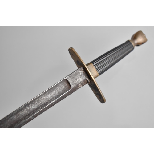 109 - A Vintage Sword with Fullered Blade and Wooden Handle, 84cms Long