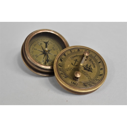 111 - A Small Reproduction Combination Sundial/Compass, as was made by Stanley of London, 5cms Diameter