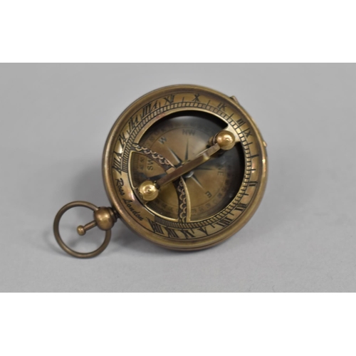 117 - A Reproduction Miniature Sundial/Compass, 4.5cms Diameter