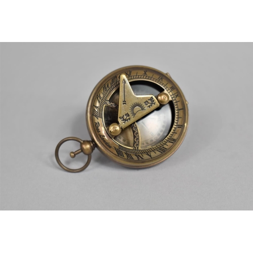 117 - A Reproduction Miniature Sundial/Compass, 4.5cms Diameter