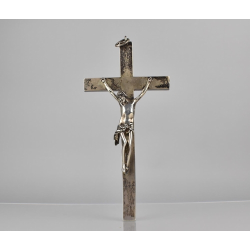 123 - A Late 19th Century Continental White Metal Crucifix, Unmarked but Corpus Christy Believed to Be Sil... 