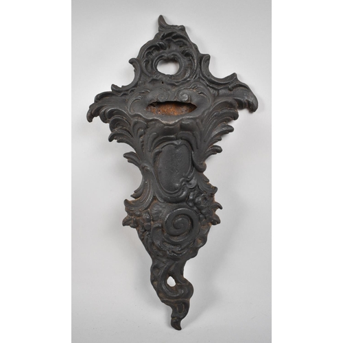 133 - A Late 19th Century Cast Metal Wall Hanging Pocket in the Coalbrookdale Style with Art Nouveau Scrol... 