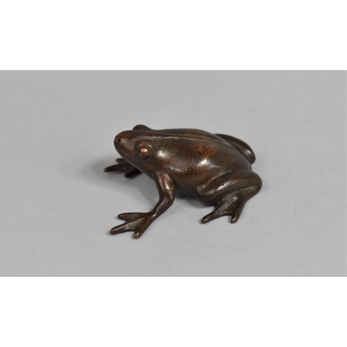 14 - A Small Bronze Study of a Frog, Signed Under