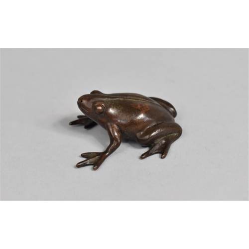 14 - A Small Bronze Study of a Frog, Signed Under