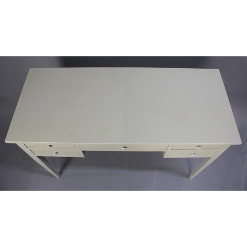 140 - A Modern Grey Painted Writing Desk or Dressing Table, Centre Long Drawer Flanked by Two Drawers Eith... 