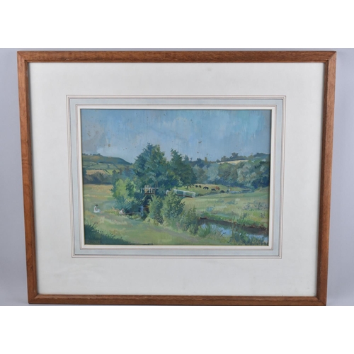 142 - A Framed Watercolor, Summers Day, River Sid, Devon, by Marjorie Procter, 27.5x37cms