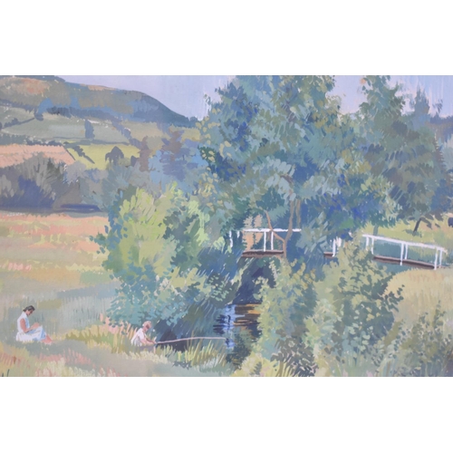 142 - A Framed Watercolor, Summers Day, River Sid, Devon, by Marjorie Procter, 27.5x37cms