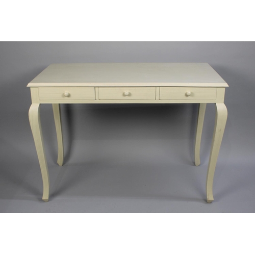 151 - A Modern Three Drawer Side Table on Extended Cabriole Supports, 111cms Wide