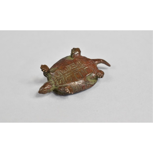 16 - A Small Signed Bronze Study of a Turtle, 5.5cms Long