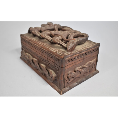 3 - An Early 20th Century Finely Carved Chinese Wooden Two Division Box Decorated with Dragons in Relief... 