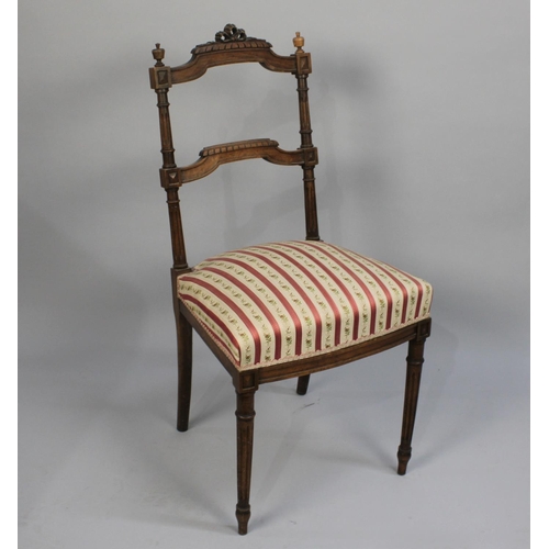 457 - An Edwardian Bedroom Chair with Carved Back in the Aesthetic Style with Reeded Columns and Bow Finia... 