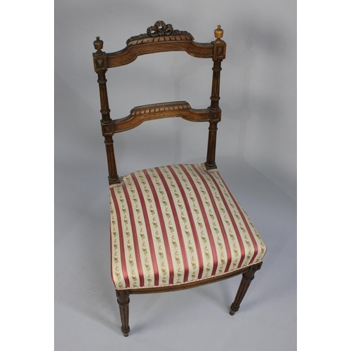 457 - An Edwardian Bedroom Chair with Carved Back in the Aesthetic Style with Reeded Columns and Bow Finia... 