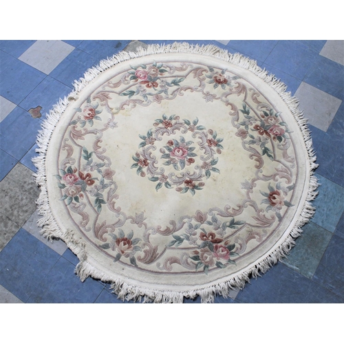 467 - A Chinese Circular Woollen Rug on Cream Ground, 155cm Diameter