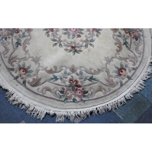 467 - A Chinese Circular Woollen Rug on Cream Ground, 155cm Diameter