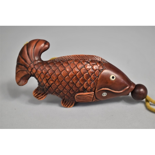 5 - A Carved Wooden Chinese Inro in the Form of a Carp, 10cms Long