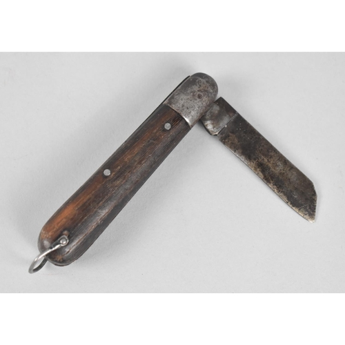 62 - A Vintage Single Blade Pruning Knife with Wooden Scales, 10cms Long