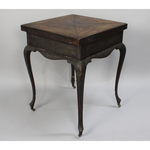 67 - A Late 19th/Early 20th Century Mahogany Envelope Games Table with Single Drawer, Extended Cabriole S... 