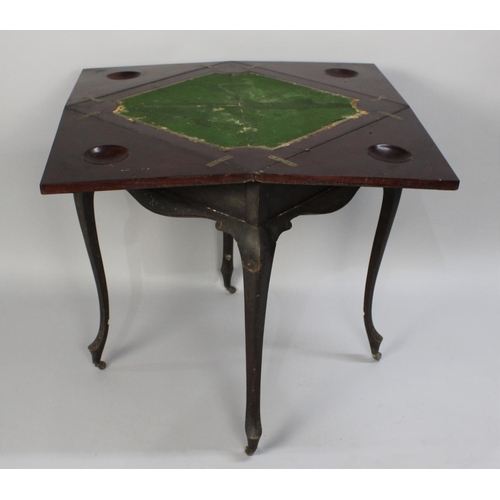 67 - A Late 19th/Early 20th Century Mahogany Envelope Games Table with Single Drawer, Extended Cabriole S... 