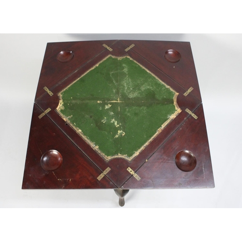 67 - A Late 19th/Early 20th Century Mahogany Envelope Games Table with Single Drawer, Extended Cabriole S... 