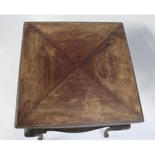 67 - A Late 19th/Early 20th Century Mahogany Envelope Games Table with Single Drawer, Extended Cabriole S... 