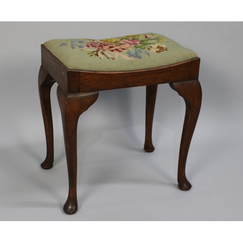 73 - A Mid 20th Century Tapestry Topped Oak Framed Dressing Table Stool, 44cms Long