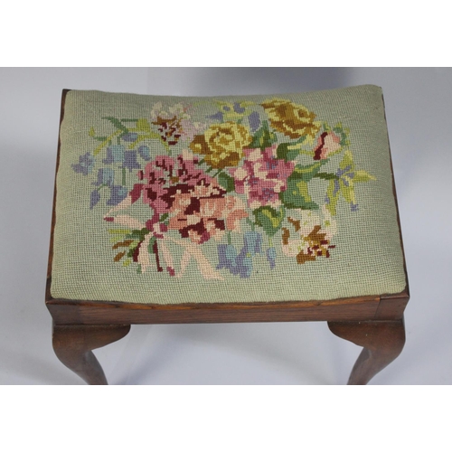 73 - A Mid 20th Century Tapestry Topped Oak Framed Dressing Table Stool, 44cms Long