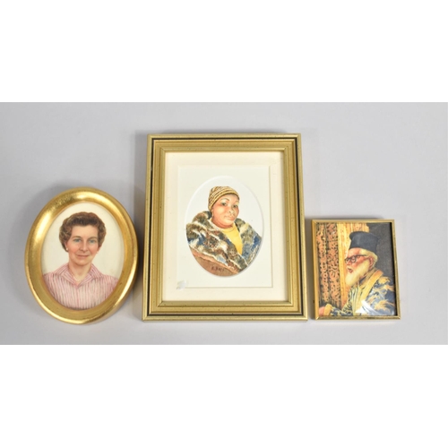 80 - A Collection of Three Gilt Framed Miniature Portraits